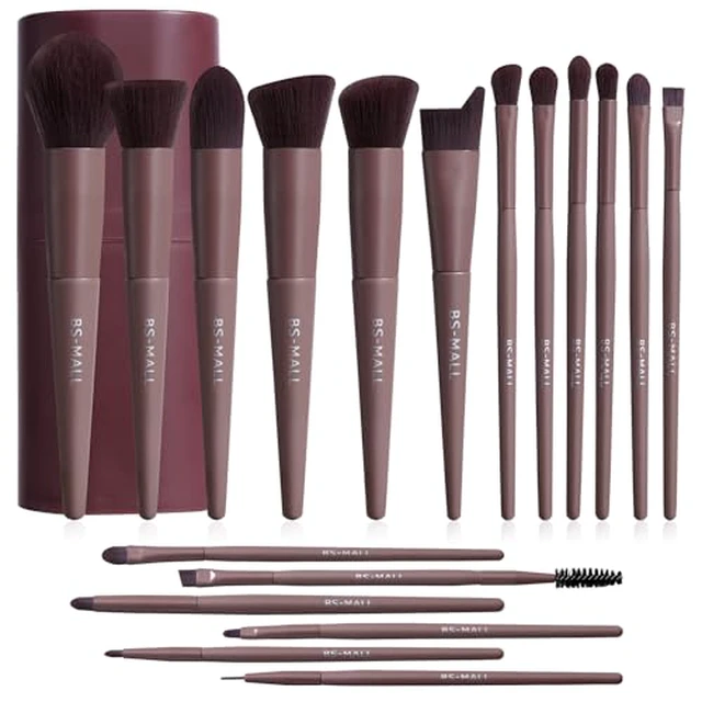Alt view image 7 of 7 - Makeup Brush Set 18 Pcs Professional Foundation Powder Concealers Eyeshadow Blush Synthetic Makeup Brushes with Labeled instruction Black Case Upgraded Version