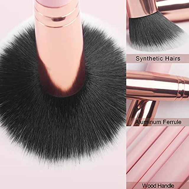 Alt view image 5 of 7 - Makeup Brush Set 16 Pcs with 1 Eyebrow Razor Premium Synthetic Foundation Powder Concealers Eyeshadow Blush Makeup Brushes Make up Brushes Kit (Pink)