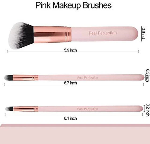 Alt view image 6 of 7 - Makeup Brush Set 16 Pcs with 1 Eyebrow Razor Premium Synthetic Foundation Powder Concealers Eyeshadow Blush Makeup Brushes Make up Brushes Kit (Pink)