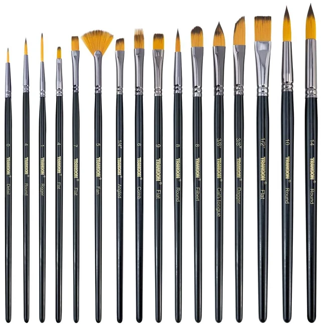Main image of 16 pcs Artist Paint Brush Set Versatile for Acrylic Painting Watercolor Painting Gouache Painting Black Color