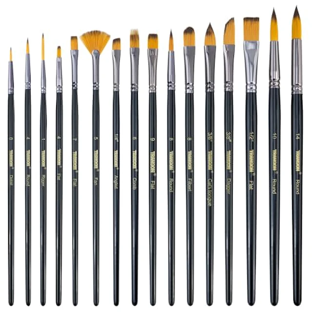 Alt view image 2 of 5 - 16 pcs Artist Paint Brush Set Versatile for Acrylic Painting Watercolor Painting Gouache Painting Black Color