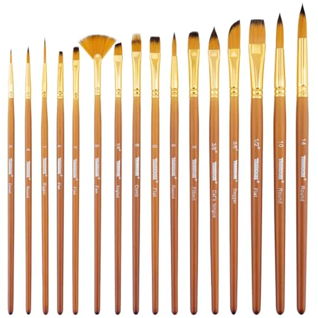 Alt view image 3 of 5 - 16 pcs Artist Paint Brush Set Versatile for Acrylic Painting Watercolor Painting Gouache Painting Black Color