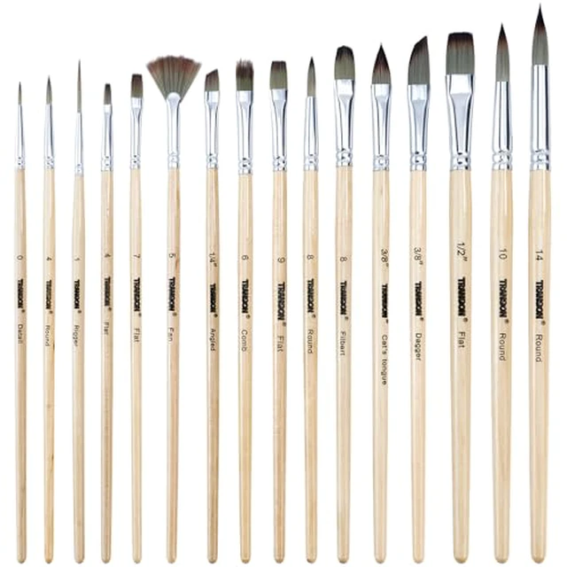 Alt view image 4 of 5 - 16 pcs Artist Paint Brush Set Versatile for Acrylic Painting Watercolor Painting Gouache Painting Black Color