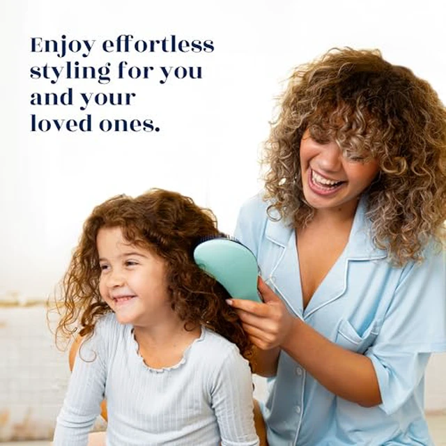 Alt view image 2 of 7 - Biggie Glide Thru Hair Brush - Detangler Brush for Curly, Straight, Wet or Dry Hair - Gentle Detangling Brushes for Adults, Kids, Toddlers - Hair Accessories for Women, 8.4"x3.4" - Mint