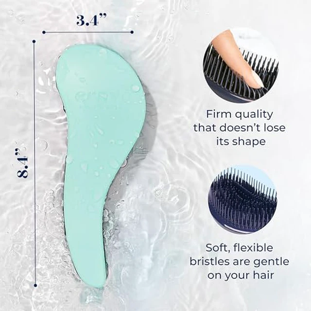 Alt view image 3 of 7 - Biggie Glide Thru Hair Brush - Detangler Brush for Curly, Straight, Wet or Dry Hair - Gentle Detangling Brushes for Adults, Kids, Toddlers - Hair Accessories for Women, 8.4"x3.4" - Mint