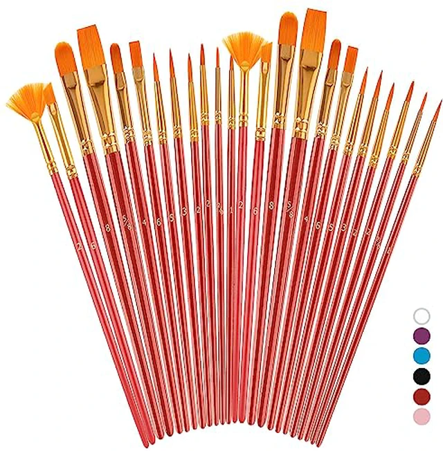 Alt view image 5 of 5 - Acrylic Paint Brushes Set, 20 Pcs Pointed Tip Artist Paintbrushes