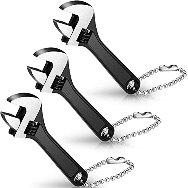 Alt view image 2 of 3 - 3 Pieces Mini Adjustable Wrench Set, Small Chain Wrench, Micro Wrenches, Black Pocket Hand Spanner, Toy Wrenches, Knurl Wide Jaw Repair Maintenance Automotive Tool (2.5 Inch)