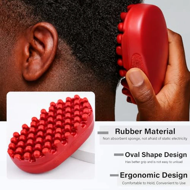 Alt view image 5 of 7 - Durable, Washable Comb Brush, a Premium Alternative to Hair Sponges for Afro, Curly, Coiled & 4C Hair, Ideal for Daily or Professional Use (1 Count) (Red)