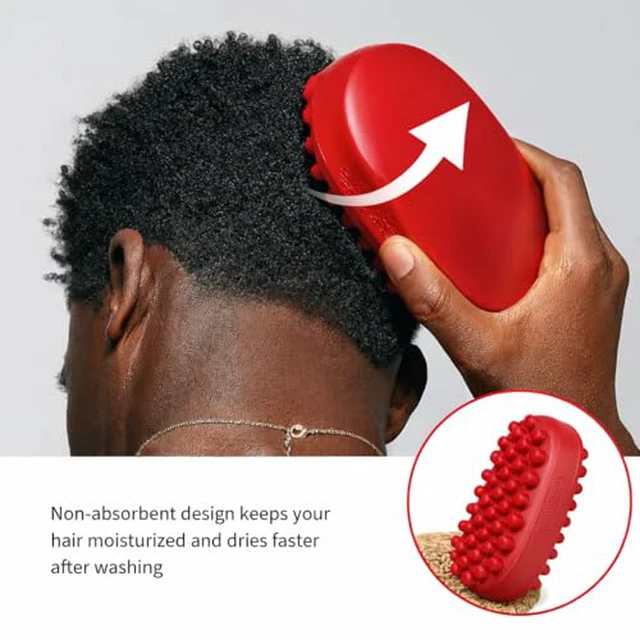 Alt view image 6 of 7 - Durable, Washable Comb Brush, a Premium Alternative to Hair Sponges for Afro, Curly, Coiled & 4C Hair, Ideal for Daily or Professional Use (1 Count) (Red)