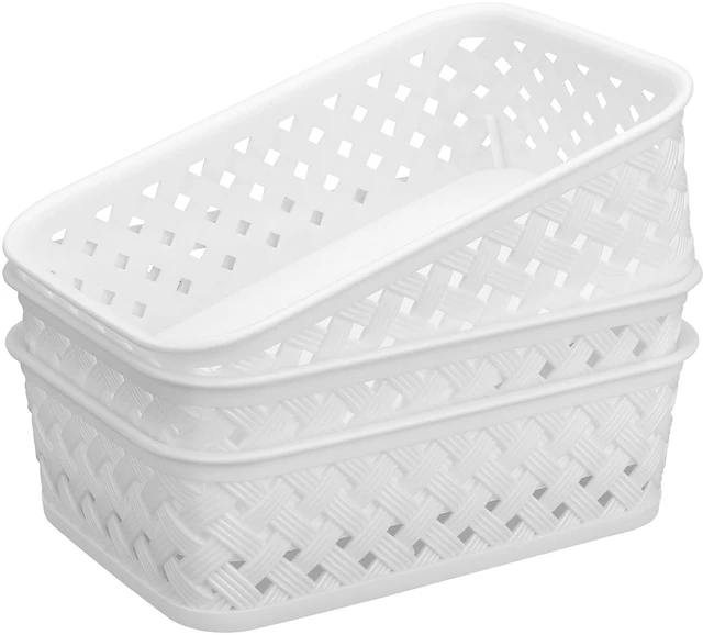 Main image of 3 Pack Plastic Storage Baskets, Small, White