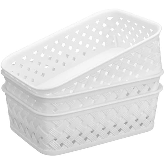 Alt view image 2 of 5 - 3 Pack Plastic Storage Baskets, Small, White
