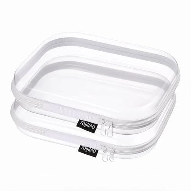 Alt view image 2 of 7 - 2-Piece Medium Clear Hard Shell Zipper Case Set, White