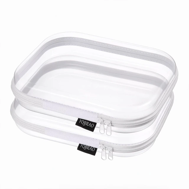 Main image of 2-Piece Medium Clear Hard Shell Zipper Case Set, White