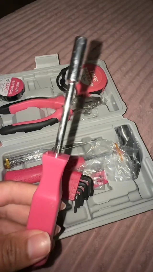 Alt view image 3 of 3 - 24Pcs Pink Home Repair Tool Kit for Women - Compact Mini Starter Hardware Set with Hammer, Pliers, Screwdrivers - Portable Household Hand Tools, Ideal Christmas & New Year Gift for Ladies