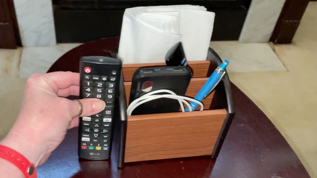 Alt view image 3 of 5 - Wooden Desk Organizer, 4 Compartment Revolving Wood Desktop Organizer Office Supplies Rotating Remote Control Caddy Holder (Desk Organizer-4)