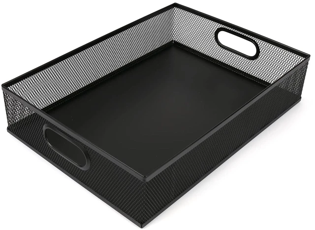 Main image of Desk Drawer Organizer, A4 Large Metal Mesh Desk Organizer Tray, Versatile Storage Box Set for Office Home Supplies,13 x 9 inches