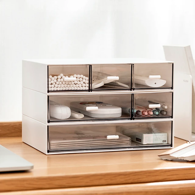 Alt view image 3 of 5 - Desk Organizer-Stackable Storage Drawers, Desk Drawer Organizer Perfect For Collection Small Item/Cosmetic Office Supplies - 2 drawers (White)