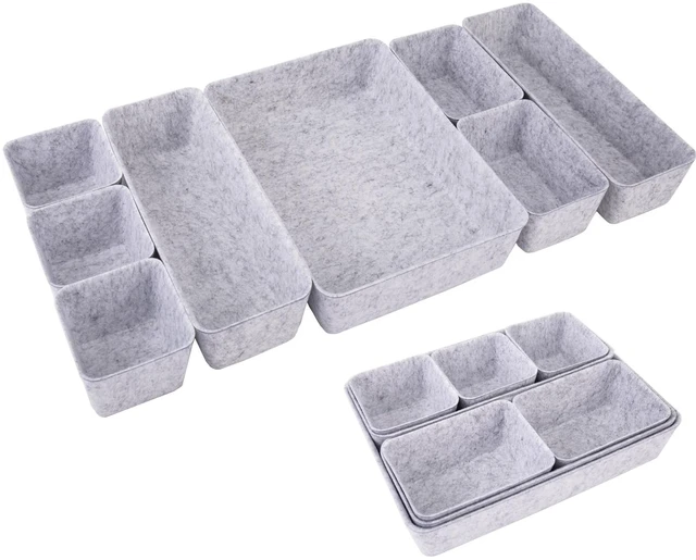 Main image of Felt Desk Drawer Organizer, 8pcs Shallow Storage Trays Bins, Office Accessories Box Inserts College Jewelry & Makeup Boxes Containers(Grey)