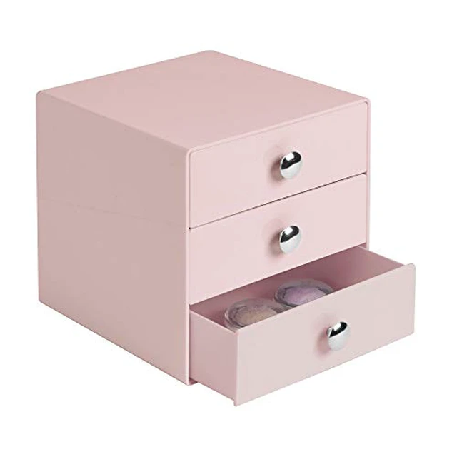 Alt view image 2 of 4 - Plastic 3-Drawer Jewelry Box, Pink, 6.5" x 6.5" x 6.5"