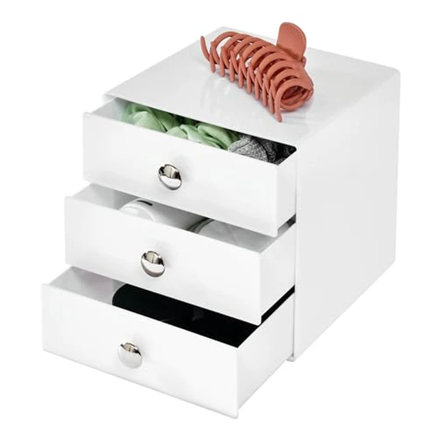 Alt view image 4 of 4 - Plastic 3-Drawer Jewelry Box, Pink, 6.5" x 6.5" x 6.5"