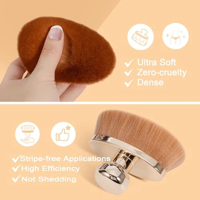 Alt view image 5 of 7 - Large Body Makeup Brush for Self Tanner 115mm Wide Oval Kabuki Body Brush for Bronzer Blend & Blur, Vegan Fiber Self Tanning Brush for Legs & Body with Drawstring Bag by Yoseng