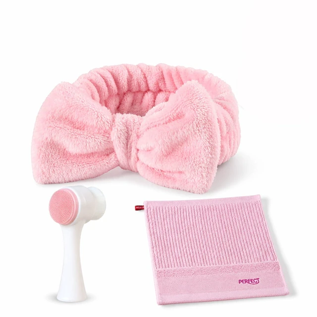 Main image of Face Washing Kit - Spa Headband - Face Brush - Face Towel - Morning Routine | Facial Cleansing Set - Makeup Headband Keeps Hair Back - Face Brush Gently Cleans - Face Towel Absorbs Water - Soft Materi