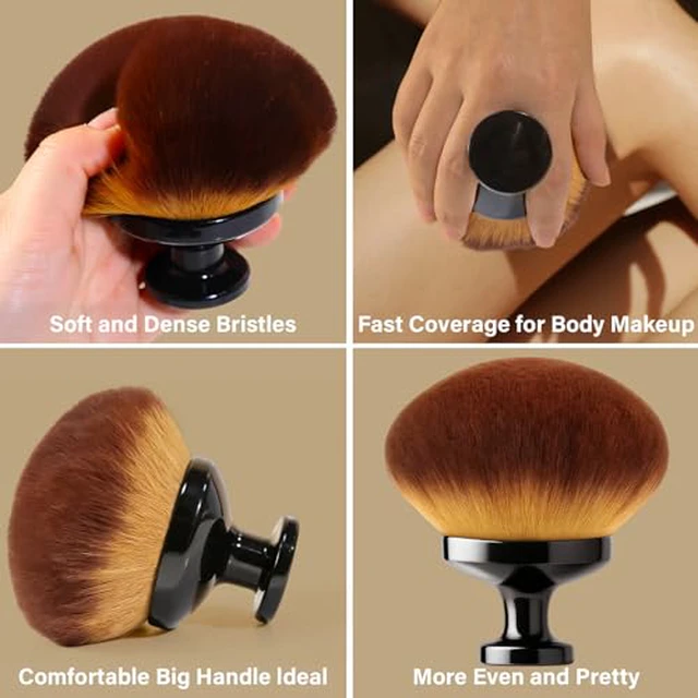 Alt view image 5 of 7 - Extra Large Body Makeup Brush For Self Tanner, Leg Makeup &Bronzer Blend,90 mm Wide-headed Kabuki Brush Provides More Even &Pretty Application, Sunscreen Face& Back Makeup Brush, Wet&D