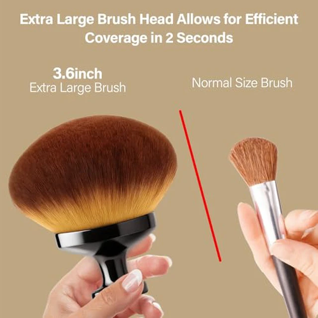 Alt view image 4 of 7 - Extra Large Body Makeup Brush For Self Tanner, Leg Makeup &Bronzer Blend,90 mm Wide-headed Kabuki Brush Provides More Even &Pretty Application, Sunscreen Face& Back Makeup Brush, Wet&D