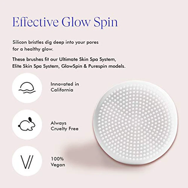 Alt view image 4 of 6 - Vanity Planet Replacement Silicon Facial Brush Head compatible with Ultimate Skin Spa & GlowSpin, Water Resistant, Quick-Drying