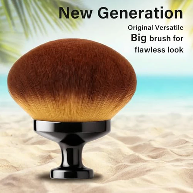 Alt view image 3 of 7 - Extra Large Body Makeup Brush For Self Tanner, Leg Makeup &Bronzer Blend,90 mm Wide-headed Kabuki Brush Provides More Even &Pretty Application, Sunscreen Face& Back Makeup Brush, Wet&D