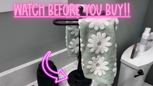 Alt view image 4 of 5 - Brushed Nickel Hand Towel Holder Stand,13 Inch Tall Free-Standing Towel Rack, SUS304 Stainless Steel Towel Bar Rack Stand, Tower Bar for Bathroom Kitchen Vanity Countertop