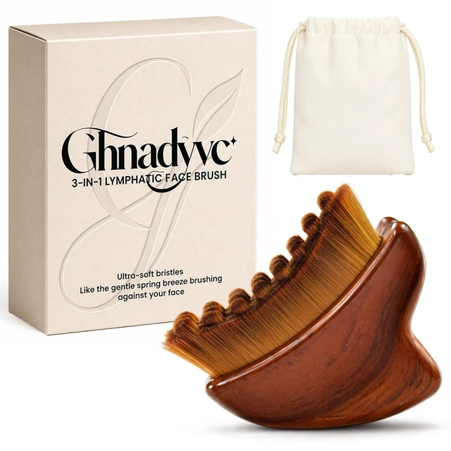 Alt view image 5 of 7 - Upgraded Lymphatic Contour Face Brush - 3-in-1 Face Massager & Dry Brush, Gua Sha Facial Tools, 0.075mm Bristle Guasha Tool for Face, Lymphatic Drainage, De-Puffing, Sculpting & Relaxation