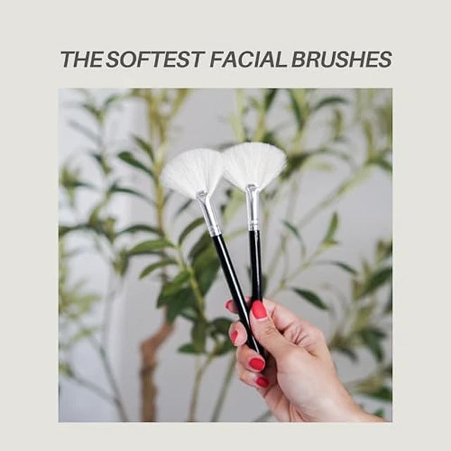 Alt view image 5 of 5 - Fluffy Goat Hair Professional Facial Esthetician Brushes (White)