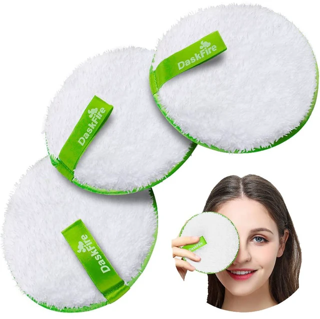 Main image of Reusable Makeup Remover Pads, Facial Make Up Removal Wipes, Washable Face Cleaning Cloths, Hypoallergenic for Mascara, Eye Shadow, Lipstick, Foundation -3 pcs, 4.5" Dia