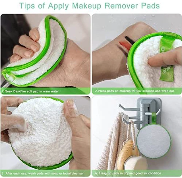 Alt view image 5 of 7 - Reusable Makeup Remover Pads, Facial Make Up Removal Wipes, Washable Face Cleaning Cloths, Hypoallergenic for Mascara, Eye Shadow, Lipstick, Foundation -3 pcs, 4.5" Dia