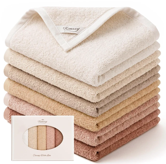 Main image of 6-Pack 100% Cotton Terry Face Cloths, Soft Wash Cloths for Women