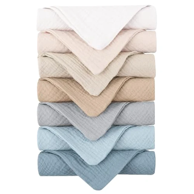 Alt view image 2 of 7 - 7 Pack Face Cloths, 100% Muslin Cotton Wash Cloth for Washing Face