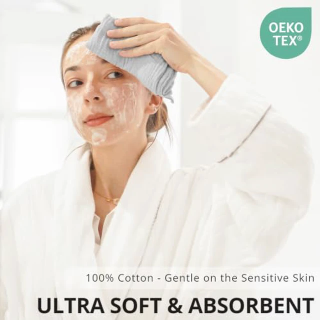 Alt view image 3 of 7 - 7 Pack Face Cloths, 100% Muslin Cotton Wash Cloth for Washing Face