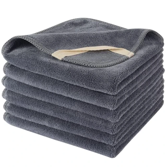 Alt view image 2 of 7 - Microfiber Facial Cloths Fast Drying Washcloth 12inch x 12inch Grey 6 pack