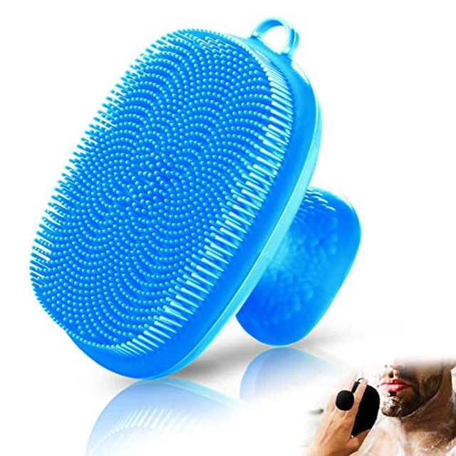 Alt view image 4 of 7 - Silicone Back Scrubber for Shower & Silicone Face Scrubber, 2Pcs Silicone Exfoliating Brush Set with 17In Long Handle, Soft Body & Facial Cleansing Scrubber for Men Women