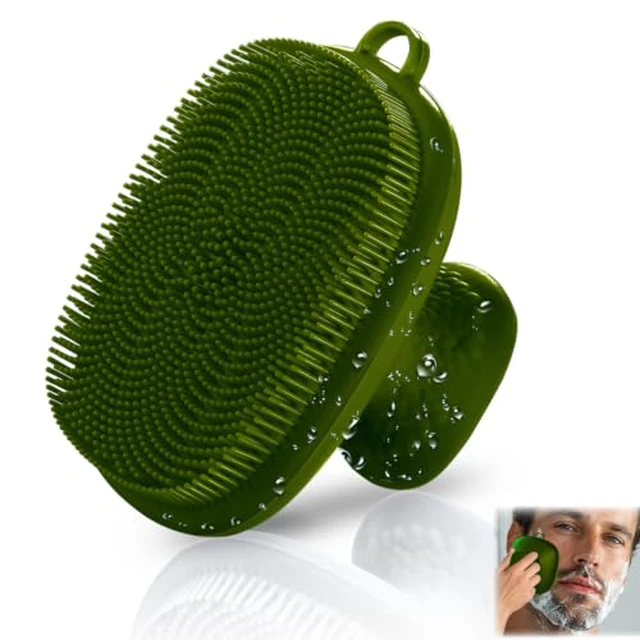Alt view image 7 of 7 - Silicone Back Scrubber for Shower & Silicone Face Scrubber, 2Pcs Silicone Exfoliating Brush Set with 17In Long Handle, Soft Body & Facial Cleansing Scrubber for Men Women