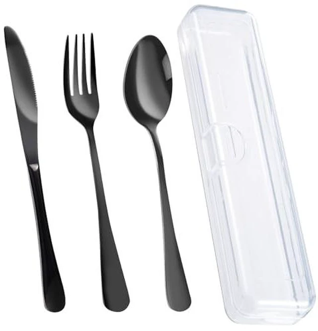 Alt view image 2 of 5 - Utensils With Case, Stainless Steel Reusable Portable Utensils Set With Case, Lengnoyp Travel Silverware Set