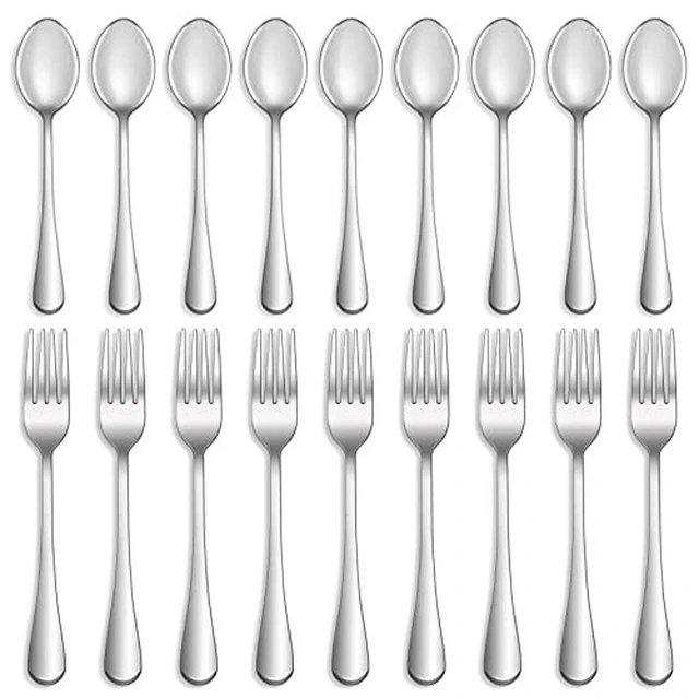 Alt view image 2 of 3 - 8 Pcs Forks and Spoons Silverware Set,Food Grade Stainless Steel Flatware Cutlery Set for Home,Kitchen and Restaurant,Mirror Polished,Dishwasher Safe - 4 Dinner Fork(8 inch) and 4 Teaspoon(6.5 inch)