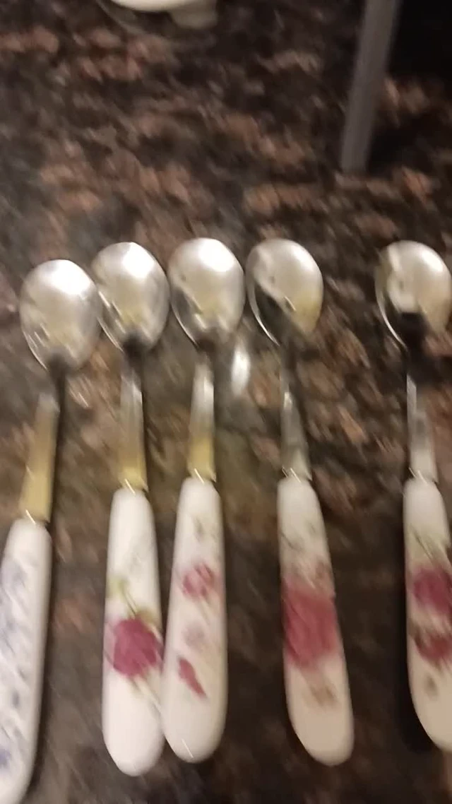 Alt view image 4 of 5 - 6 Pack Stainless Steel Coffee Spoon Ceramic Handle Teaspoon Sugar Ice Cream Desert Spoon Stirring Soup Tableware