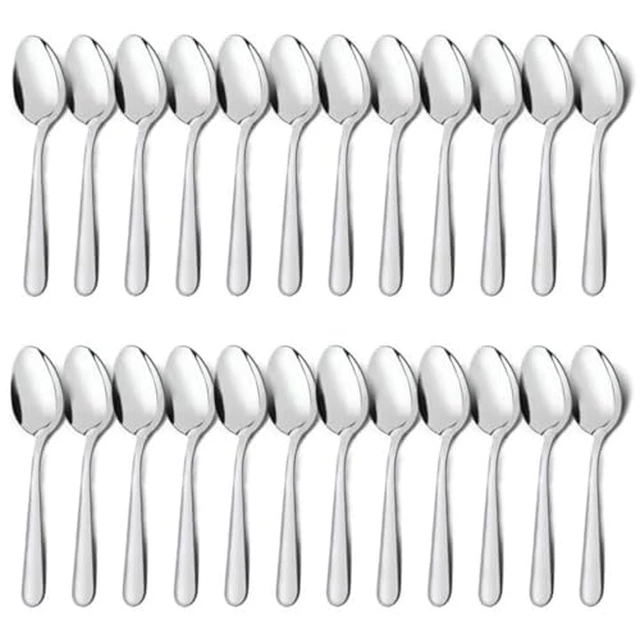 Alt view image 2 of 2 - 24 Pieces Dinner Spoons Set Silverware - 6.7 inch Stainless Steel Spoon, Dessert, Table, Silverware Spoons Only for Home, Kitchen or Restaurant - Mirror Polished, Dishwasher Safe, Silver
