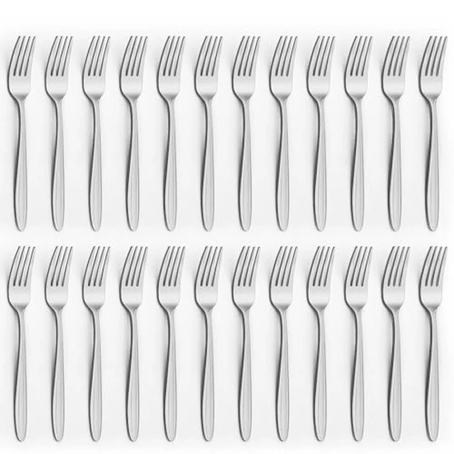 Alt view image 2 of 5 - 24-Piece Stainless Steel Dinner Forks Silverware - 7.1 Inch Silver Dinner Forks Set of 24, Flatware Set for Home, Kitchen or Restaurant, Mirror Polished, Dishwasher Safe