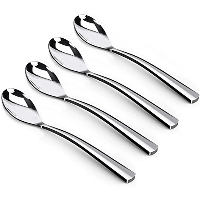 Alt view image 2 of 2 - Coffee Spoons,4-Piece GLAMFIELDS Teaspoons with a Long Handle, 6.1"Demitasse Espresso Spoons Set Food Grade Stainless Steel Small Serving Spoons for Dessert