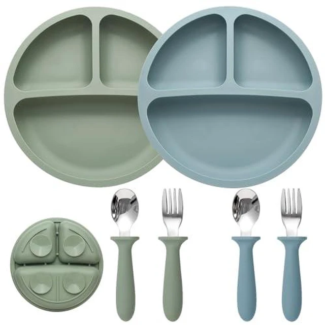Alt view image 2 of 6 - 2 Pack Silicone Suction Plates for Baby, Spoons and Forks Set