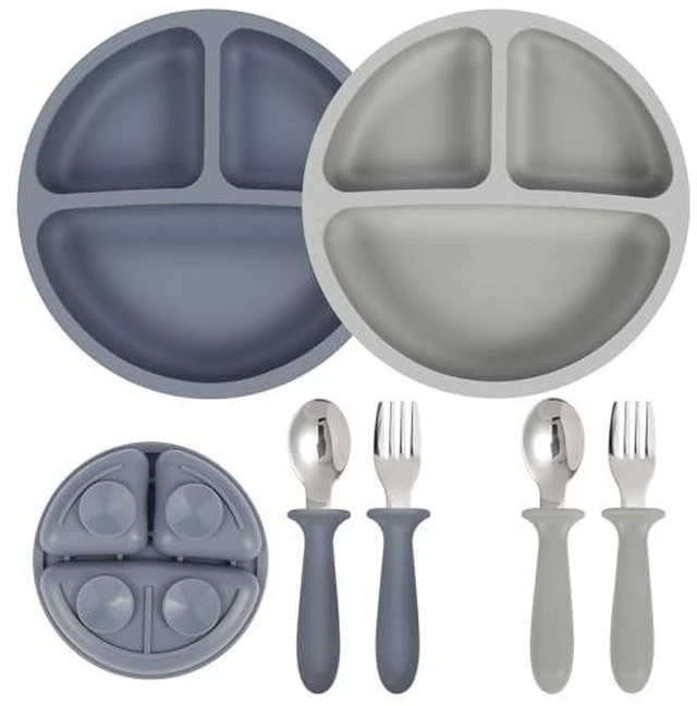 Alt view image 3 of 6 - 2 Pack Silicone Suction Plates for Baby, Spoons and Forks Set