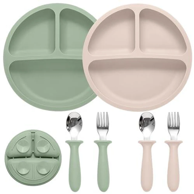 Alt view image 4 of 6 - 2 Pack Silicone Suction Plates for Baby, Spoons and Forks Set